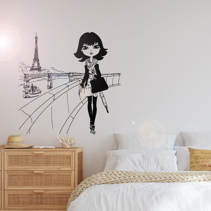 Decal Paris Eiffel Tower France Europe Fashion Girl Decor For Bedroom Unique Gift (z2634)