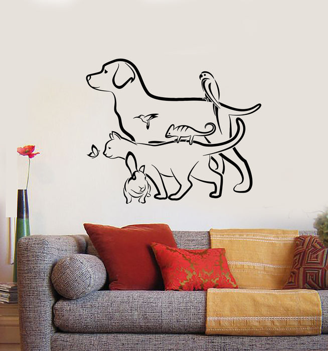 Vinyl Wall Decal Dog Cat Rabbit Butterfly Parrot Veterinary Pet Shop Animals Stickers Mural (g2030)