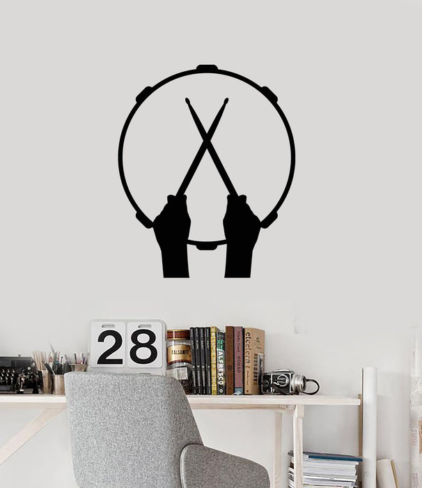 Vinyl Wall Decal Drum Drumsticks Drummer Hands Music Musical Stickers Mural (ig5414)