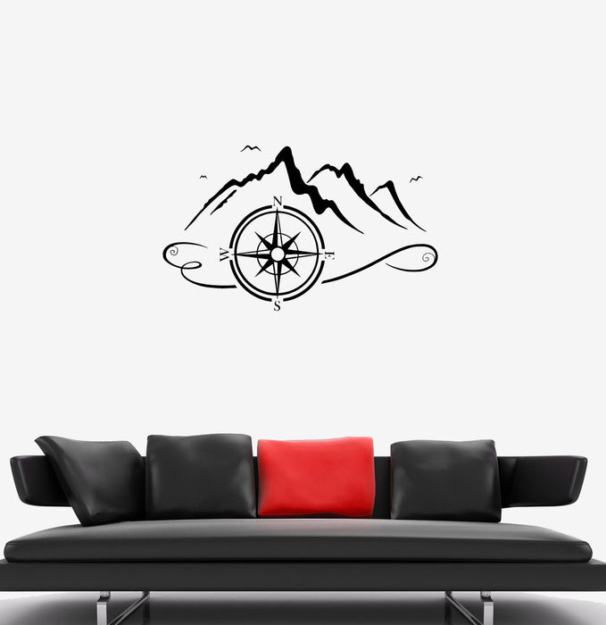 Wall Decal Tourism Climbing Compass Nature Mountains Vinyl Sticker (ed1157)