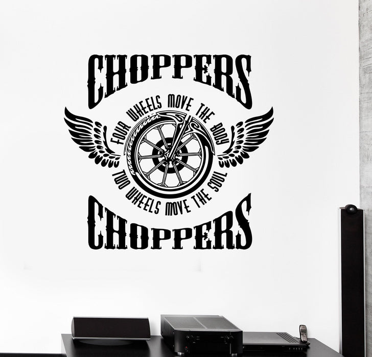 Wall Sticker Vinyl Decal Motorcycle Fire Bike Chopper Biker Wings Wheel Unique Gift (ed488)