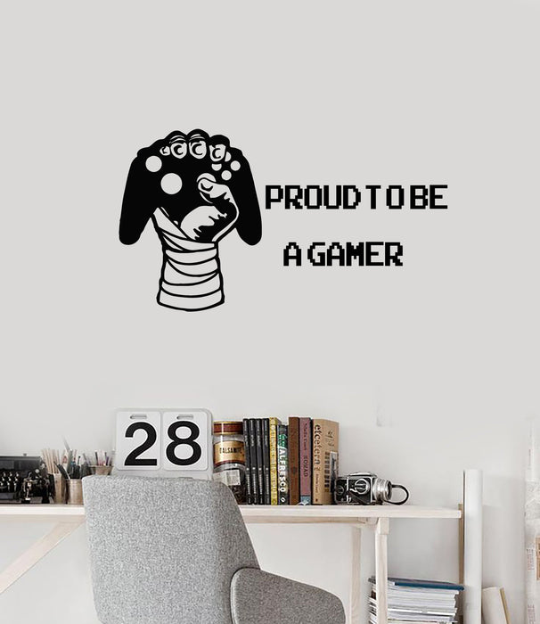 Vinyl Wall Decal Gamer Hand Video Game Teen Room Interior Gaming Quote Stickers Mural (ig5902)