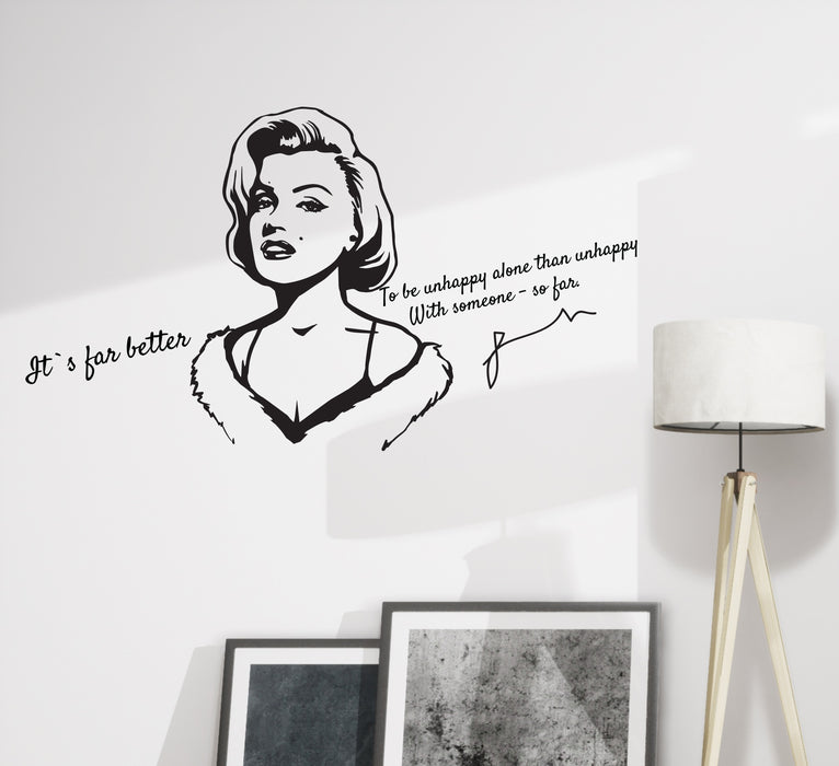 Wall Decal Monroe Quote Bedroom Home Phrase Vinyl Decor Black 28 in x 15 in gz366