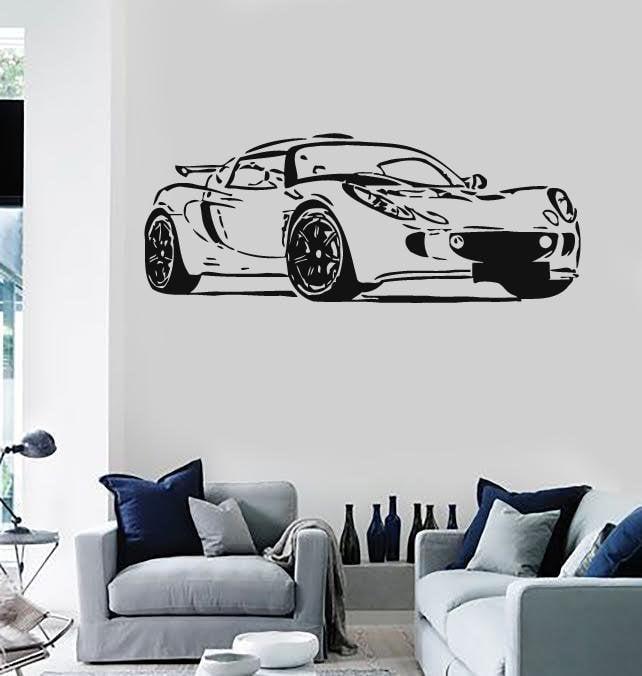 Wall Stickers Vinyl Decal Sports Car Garage Grunge Murals Unique Gift (ig506)