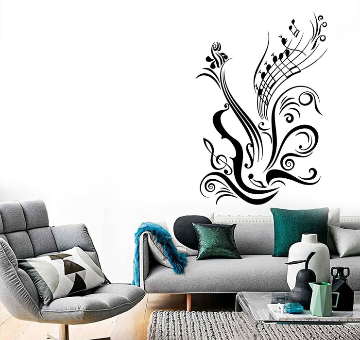 Music Vinyl Decal Guitar Notes Cool Decal for Room Wall Stickers Unique Gift (ig965)
