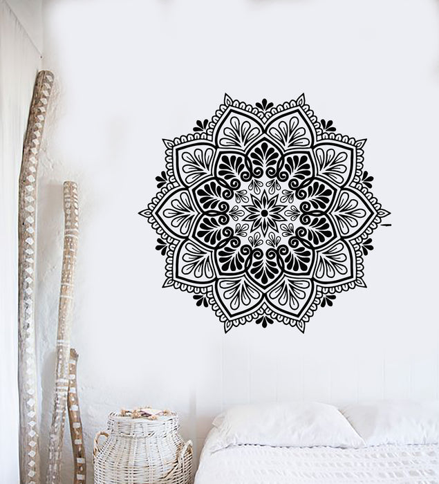 Vinyl Wall Decal Meditation Yoga Circle Mandala Flower Ornament Stickers Mural (g4251)
