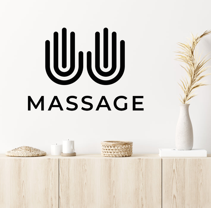 Massage Wall Vinyl Decal Hands Lettering Relax Spa Salon Stickers Mural (k303)