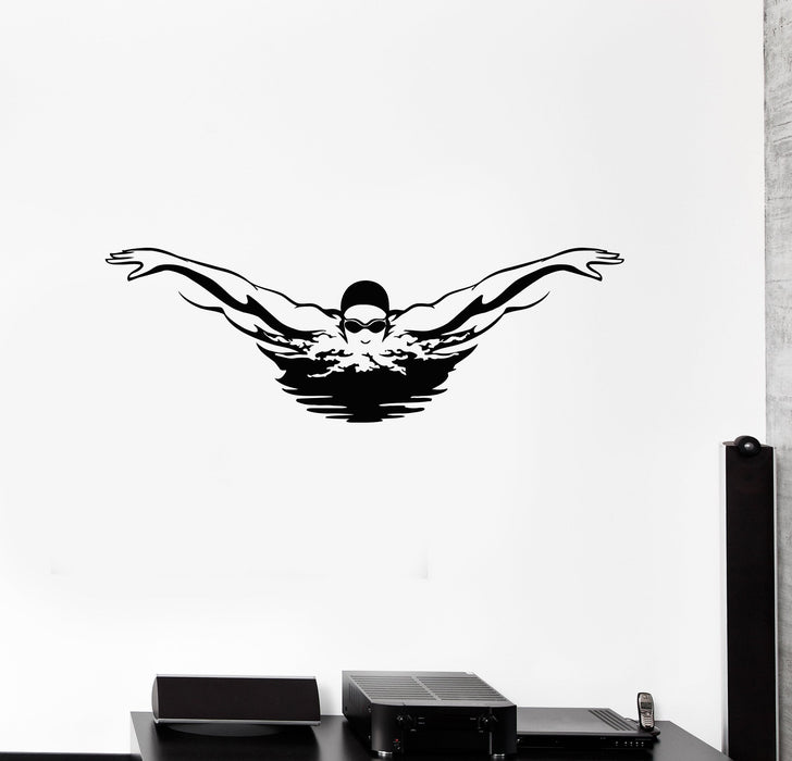 Vinyl Decal Wall Sticker Swimmer Swim Pool Sport Decor Unique Gift (g035)