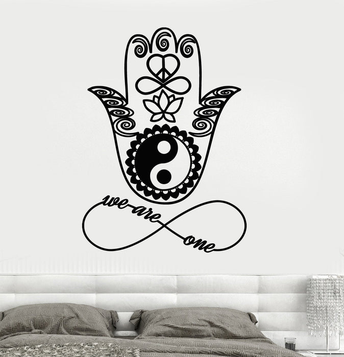 Vinyl Wall Decal Hamsa Yin Yang Amulet Bedroom Interior Quote Unique Gift (ig4349)