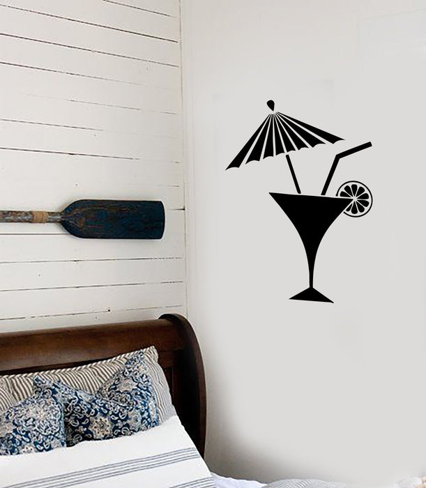 Vinyl Decal Bar Cocktail Umbrella Martini Drink Beach Bar Alcohol Mojito Pop Art Cool Decor For a Bar Unique Gift (z2633)