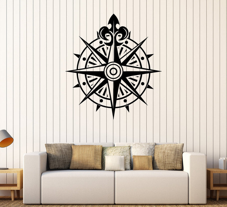 Vinyl Wall Decal Compass Wind Rose Ocean Nautical Marine Stickers Unique Gift (251ig)