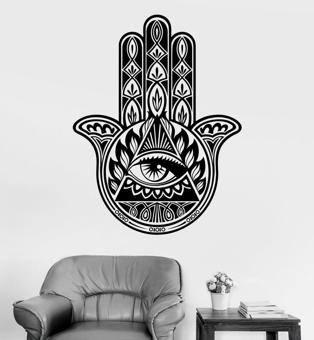 Vinyl Wall Decal Hamsa Hand Protective Talisman Amulet Bedroom Stickers Unique Gift (ig3442)