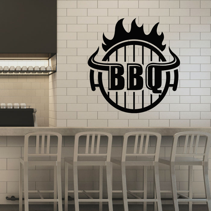 Vinyl Wall Decal BBQ Hot Grill Logo Good Beef Burger Steak Kitchen Stickers Mural (g8730)