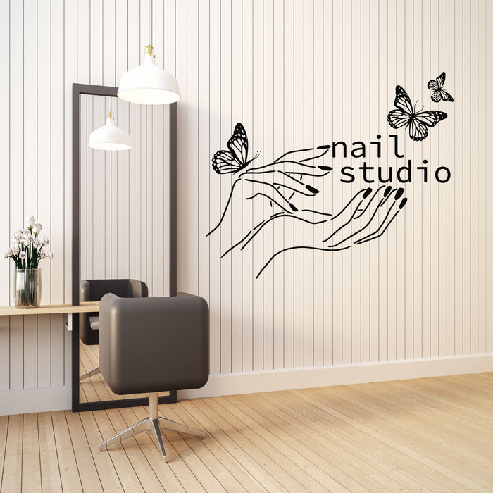 Vinyl Wall Decal Beautiful Female Hands Beauty Nail Studio Polish Stickers Mural (g8761)