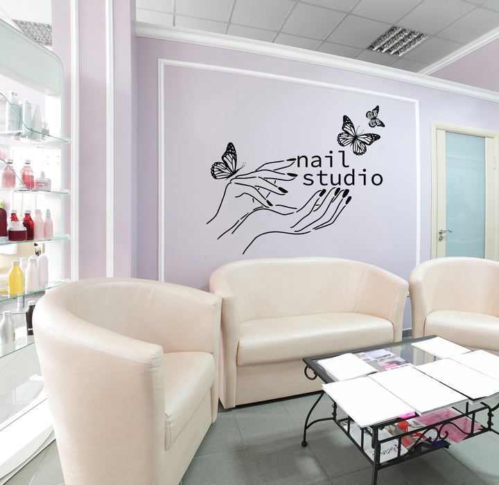 Vinyl Wall Decal Beautiful Female Hands Beauty Nail Studio Polish Stickers Mural (g8761)
