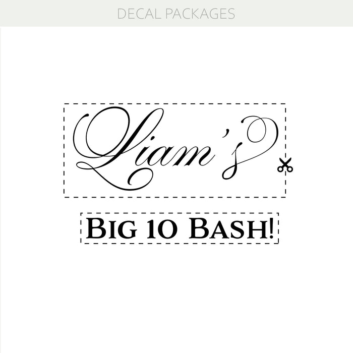 Big 10 Bash Birthday Tenth Backdrop Decal – Personalized Name Custom Vinyl Party Decor Sticker w99