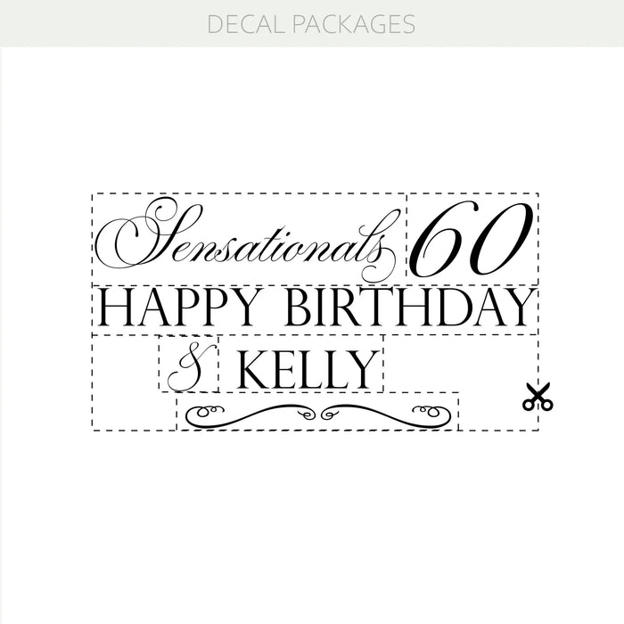 Happy 60th Birthday / 60th Anniversary Personalized Vinyl Decal – Custom Name & Age Celebration Decor w75