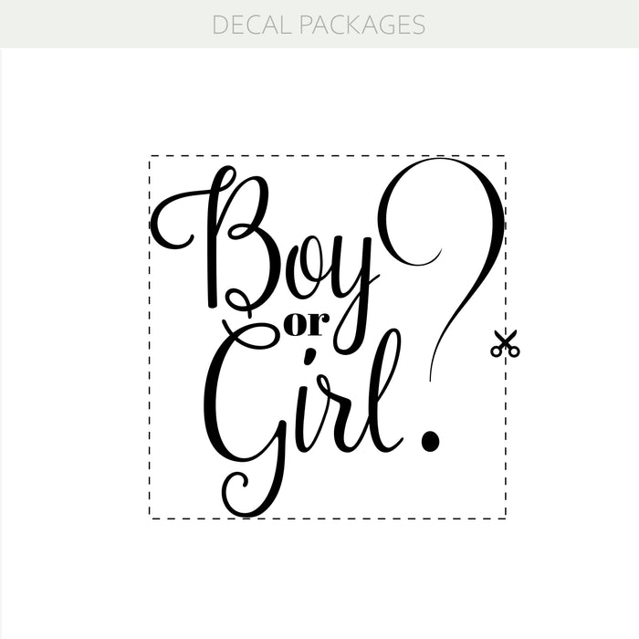 Boy or Girl? Vinyl Decal – Gender Reveal Party Decor & Baby Shower Sign Backdrop Decoration Sticker w037