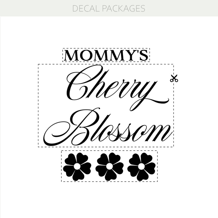 Spring Baby Shower Backdrop Decal Mommy’s Cherry Blossom Vinyl Sticker – with Floral Design for Girl or Gender Reveal Decor (4651ig)