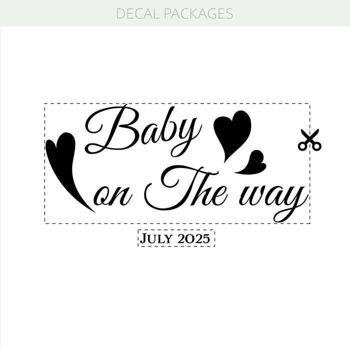 Baby on the Way Vinyl Decal – Personalized with Due Date for Baby Shower Decoration & Announcement Decor w041