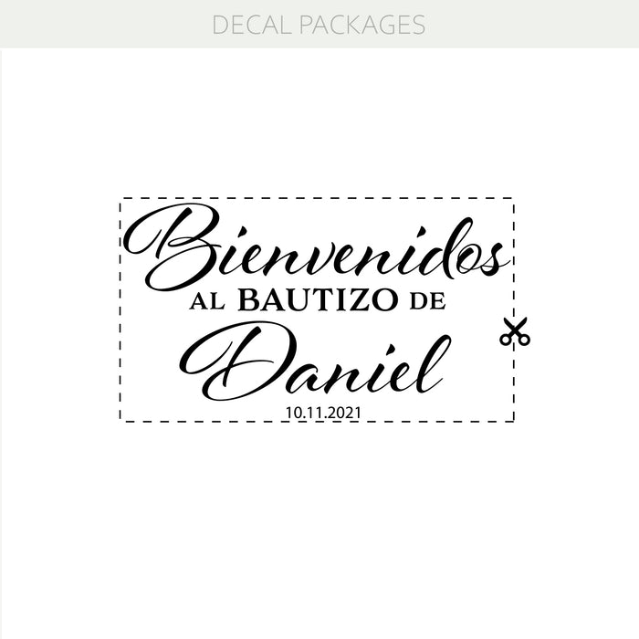 Bienvenidos Al Bautizo De Personalized Vinyl Decal Custom Name and Date Baptism Sign w025