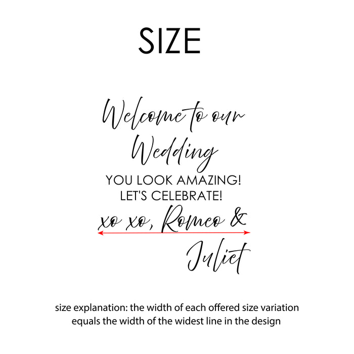 wedding decal size
