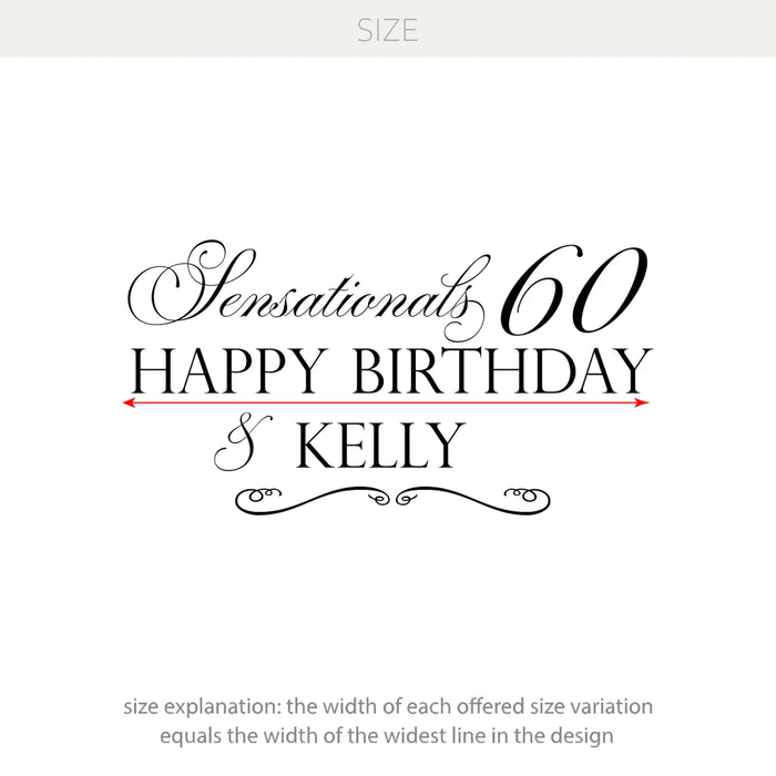 Happy 60th Birthday / 60th Anniversary Personalized Vinyl Decal – Custom Name & Age Celebration Decor w75