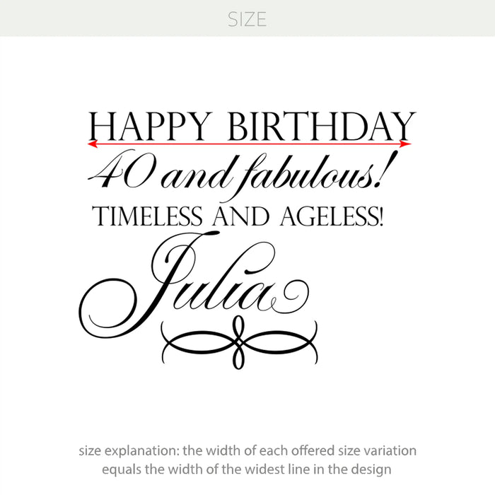 Happy Birthday Personalized Vinyl Decal – 40th Birthday Decal | Custom Name & Age | Timeless & Ageless Celebration Decor w76
