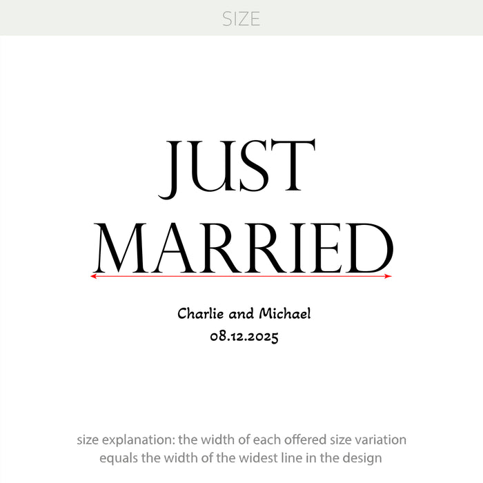 just married size decal