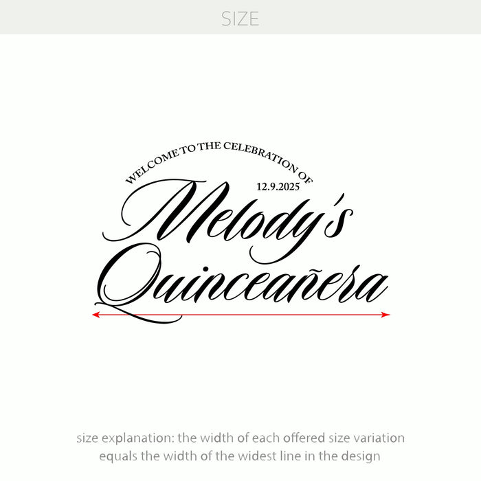 Welcome to the Celebration of Quinceañera Personalized Decal – Custom Vinyl Sticker with Name & Date w017