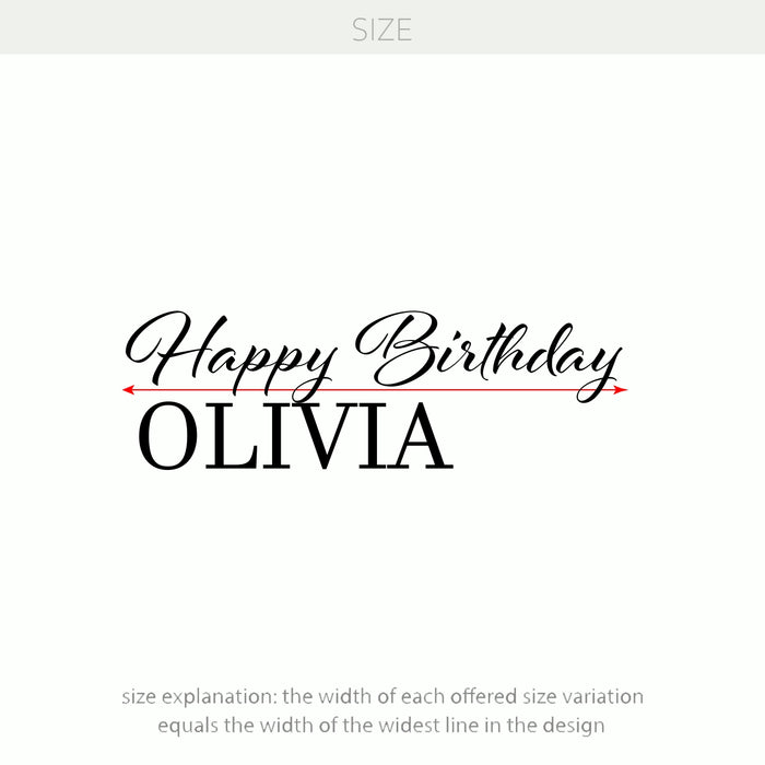 Custom Happy Birthday Name Decal – Personalized Vinyl Sticker for Party Decorations, Backdrops & Signs w020