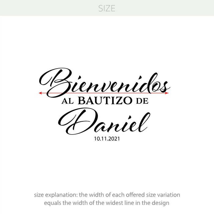 Bienvenidos Al Bautizo De Personalized Vinyl Decal Custom Name and Date Baptism Sign w025