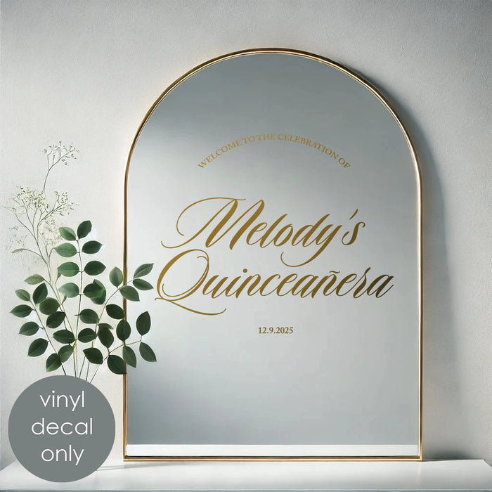 Welcome to the Celebration of Quinceañera Personalized Decal – Custom Vinyl Sticker with Name & Date w017