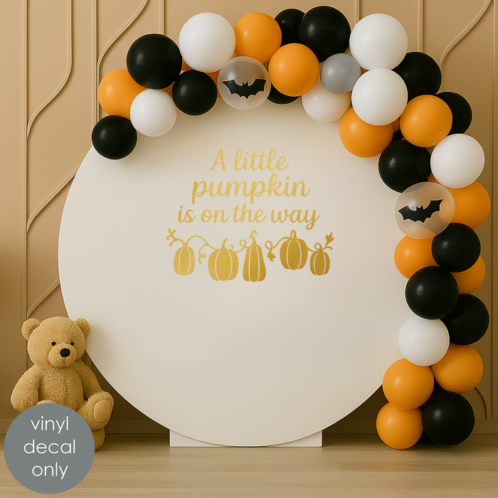 A Little Pumpkin Is On The Way Vinyl Decal – Fall Baby Shower Backdrop Sticker for Gender Neutral Autumn Celebration (ig6622)