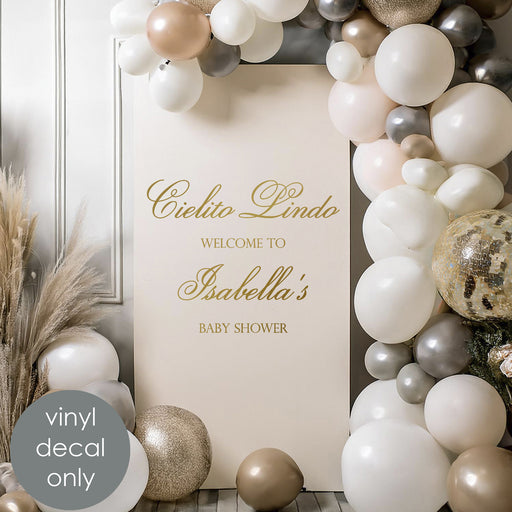 Cielito Lindo gold metallic personalized Decal, custom mexican baby shower decor, balloon arch decoration, backdrop decor
