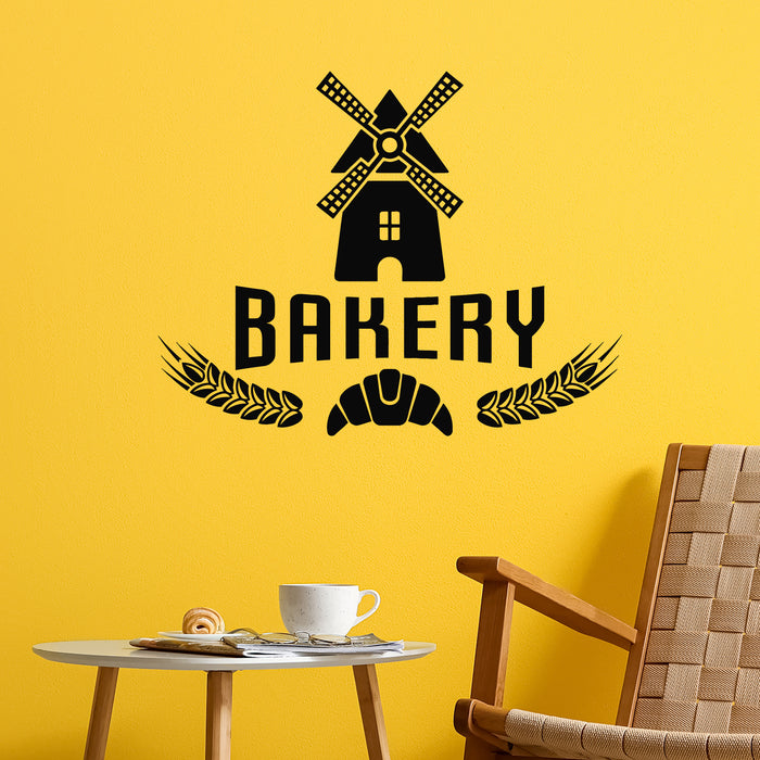 Vinyl Wall Decal Mill Bakery Shop House Fresh Croissant Bread Stickers Mural (g9962)