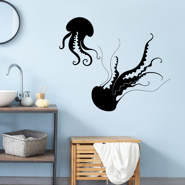 Jellyfish Wall Sticker Ocean Sea Marine Bathroom Vinyl Decal Unique Gift (ig2431)