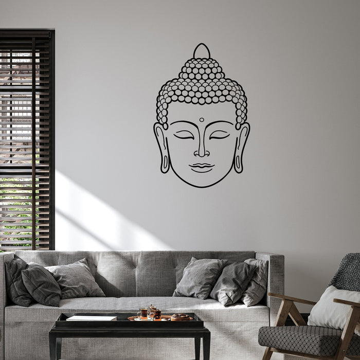 Vinyl Wall Decal Buddha Face Head Buddhism India God Religion Stickers Unique Gift (1434ig)