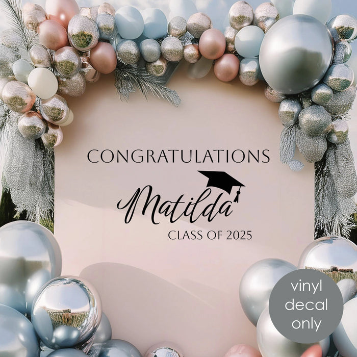 Congratulations Personalized Name Custom Class of 2025 Vinyl Decal – Graduation Celebration Sticker w027