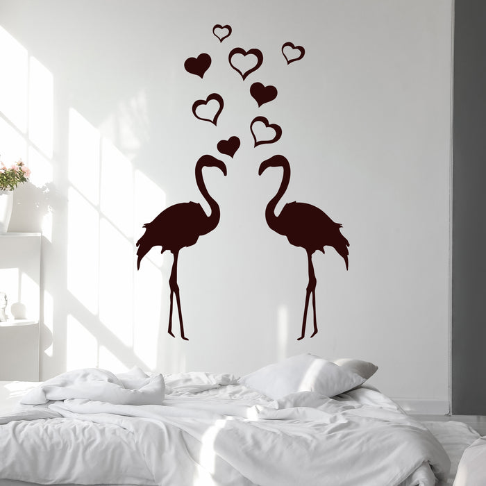 Wall Sticker Vinyl Decal Pair Lovers Flamingos Cool Birds Flying Heart Bedroom (n143)