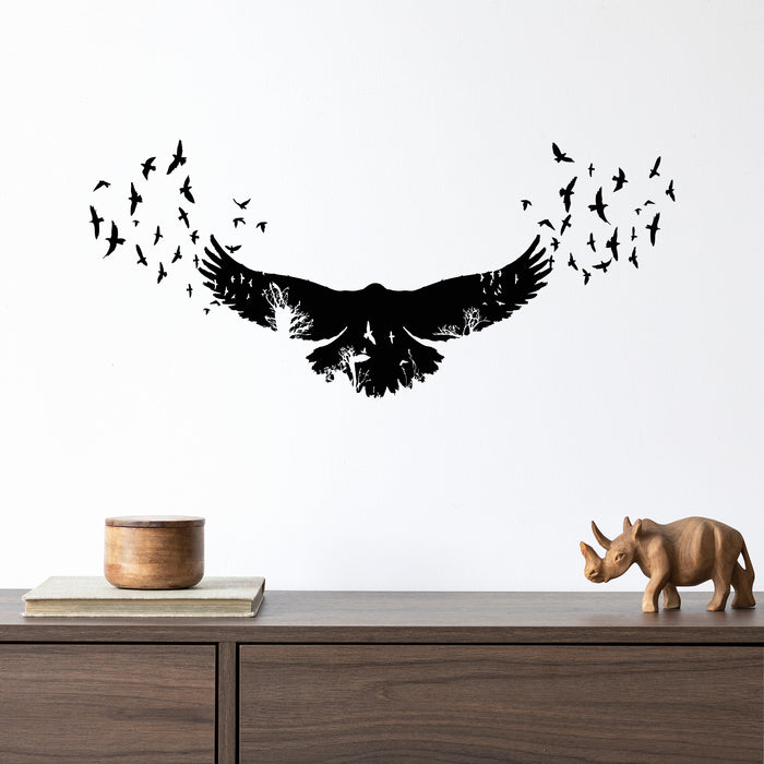 Vinyl Wall Decal Raven Birds Gothic Style Animals Nature Stickers Unique Gift (1336ig)