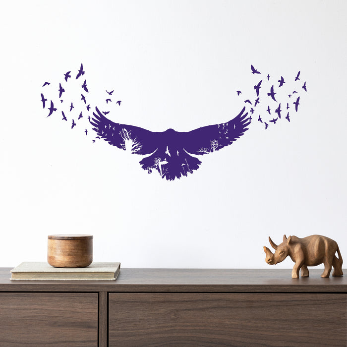 Vinyl Wall Decal Raven Birds Gothic Style Animals Nature Stickers Unique Gift (1336ig)