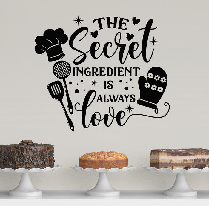 Vinyl Wall Decal Kitchen Quote Love Secret Ingredient Stickers Mural (g8831)