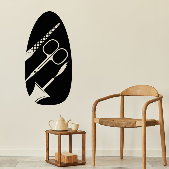 Vinyl Wall Decal Female Nail Silhouette With Polish Nails Salon Stickers Mural (g9917)