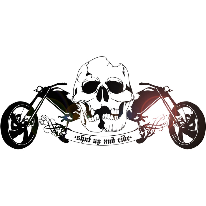 Vinyl Wall Decal Cool Skull Motorcycle Speed Biker Driver Garage Cruiser Sticker Unique Gift (658ig)