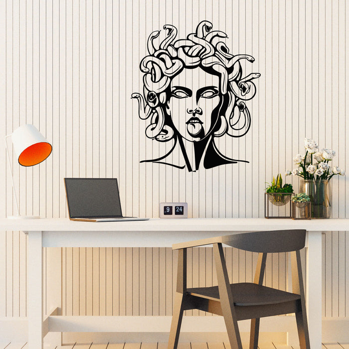 Vinyl Wall Decal Myth Gorgon Jellyfish Woman's Head With Snakes Stickers Mural (g8715)