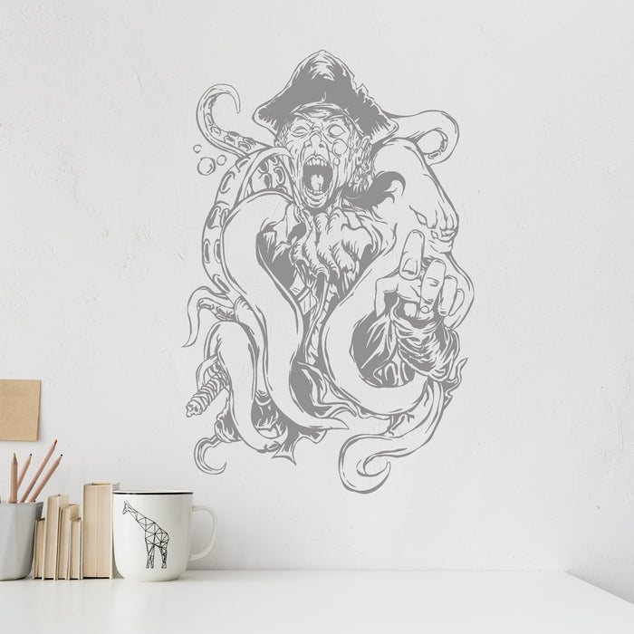 Vinyl Wall Decal Pirate Octopus Tentacles Kraken Ocean Creature Stickers Unique Gift (ig3663)