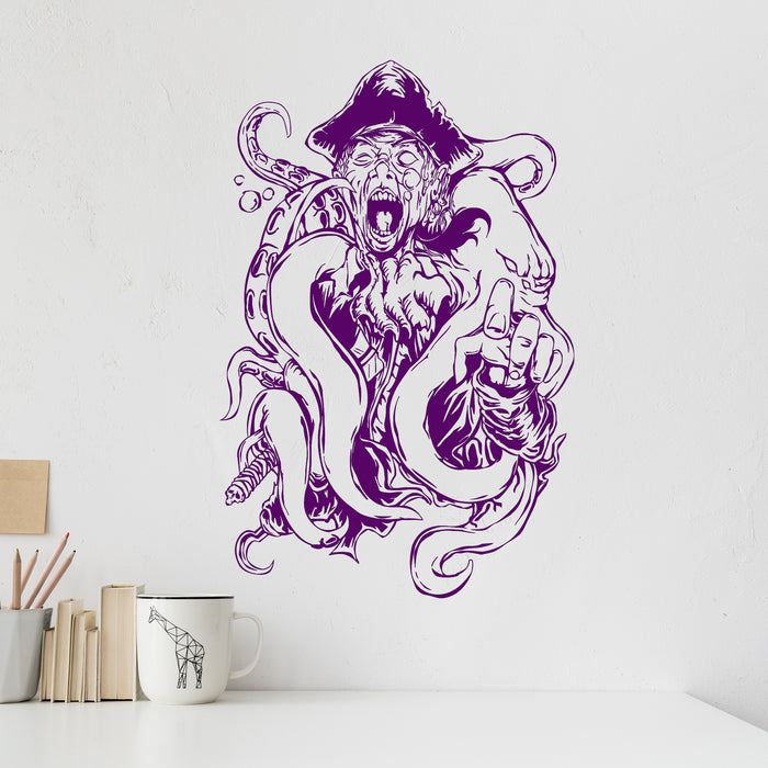 Vinyl Wall Decal Pirate Octopus Tentacles Kraken Ocean Creature Stickers Unique Gift (ig3663)