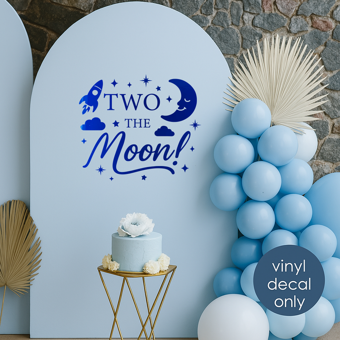 Two the Moon Vinyl Backdrop Decal – Second 2nd Birthday Decoration Party Sticker for Space-Themed Celebration (ig6526)