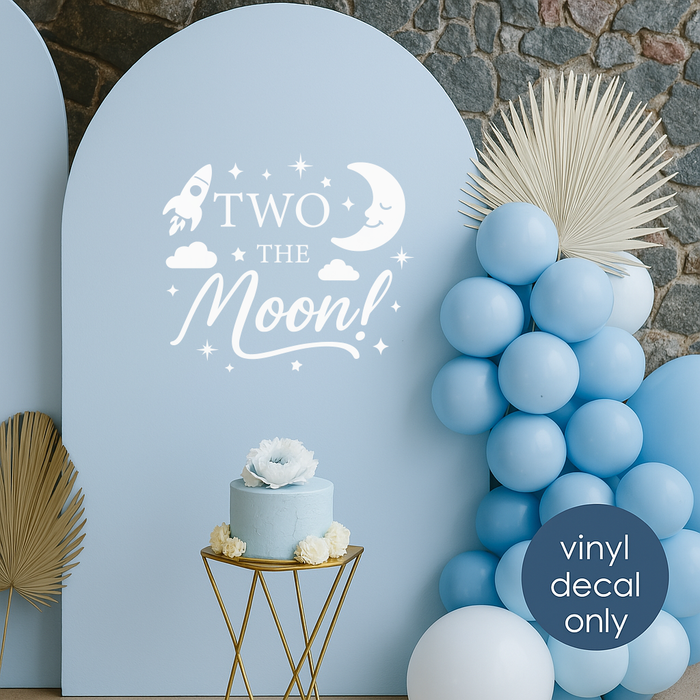 Two the Moon Vinyl Backdrop Decal – Second 2nd Birthday Decoration Party Sticker for Space-Themed Celebration (ig6526)